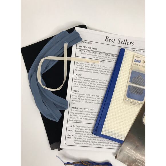 Decorative Floral Ribbon Cross Stitch Kit Dear Guest #08500 Keepsakes Vintage - Picture 4 of 5